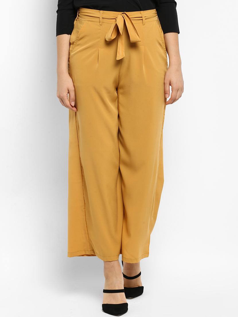 yellow solid straight palazzo - 15177119 - Zoom Image - 1