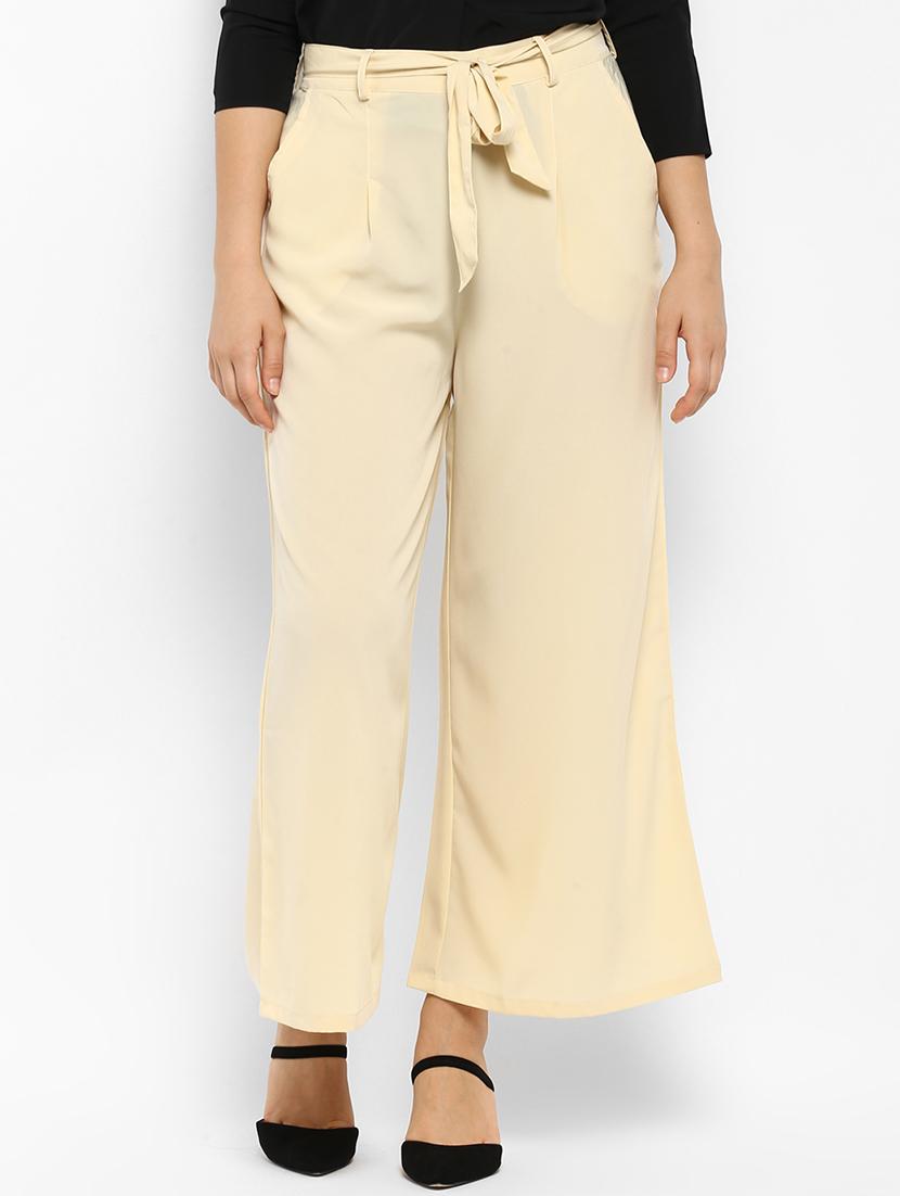 beige solid straight palazzo - 15177120 - Zoom Image - 1