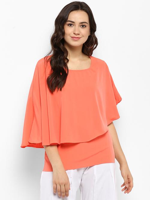 orange solid layered top - 15177124 - Standard Image - 1