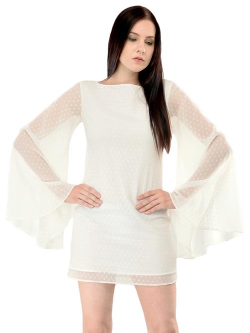 white solid georgette sheath dress - 15177139 - Standard Image - 1