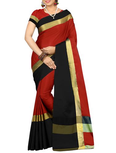 red raw silk bordered saree with blouse - 15177169 - Very Small Image - 1