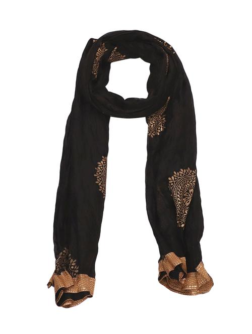 black cotton printed dupatta - 15177186 - Very Small Image - 1
