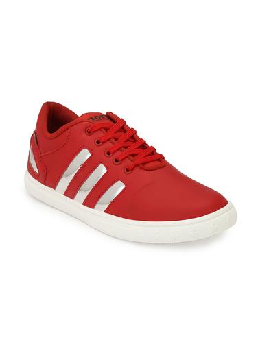 red leatherette lace up sneaker - 15177221 - Very Small Image - 1