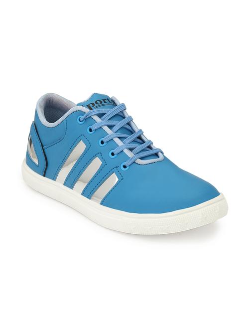 light blue leatherette lace up sneaker - 15177222 - Very Small Image - 1