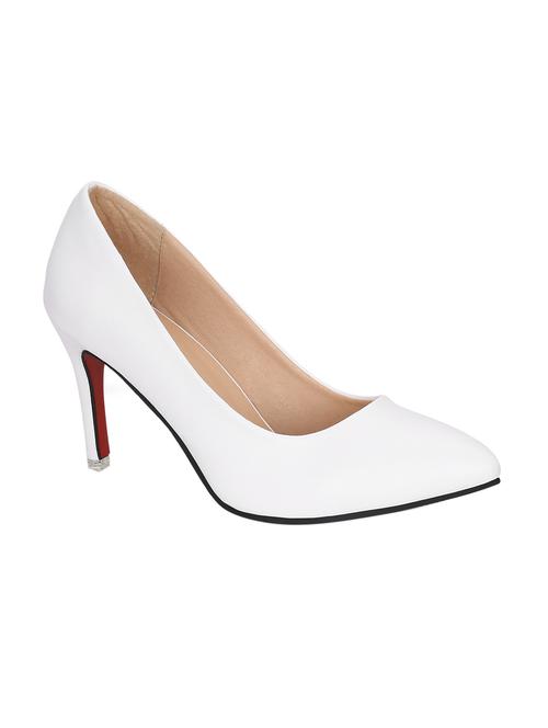 white faux leather slip on pumps - 15177301 - Standard Image - 1