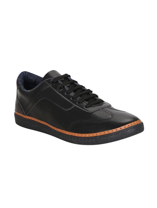 black leatherette lace up sneaker - 15177336 - Standard Image - 1