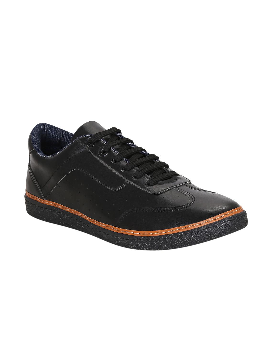 black leatherette lace up sneaker - 15177336 - Zoom Image - 1