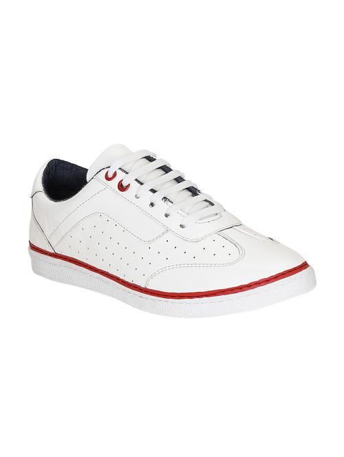 white leatherette lace up sneaker - 15177338 - Standard Image - 1