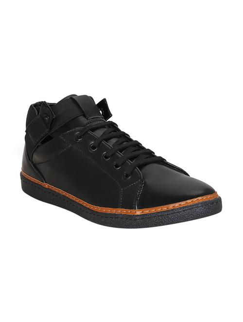 black leatherette lace up sneaker - 15177339 - Standard Image - 1