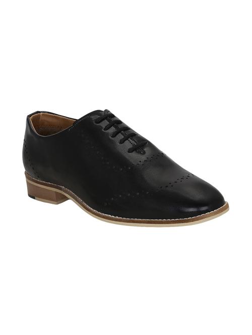 black leatherette lace-up oxford - 15177342 - Standard Image - 1