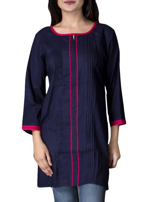 blue rayon straight solid kurta - 15177354 - Standard Image - 1