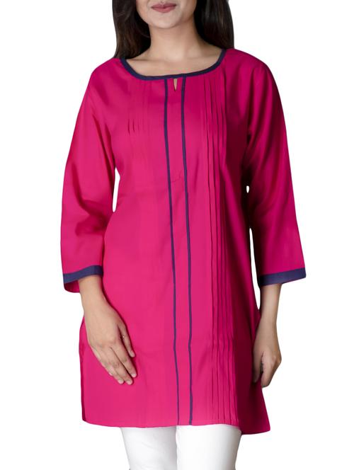 pink rayon straight solid kurti - 15177355 - Standard Image - 1