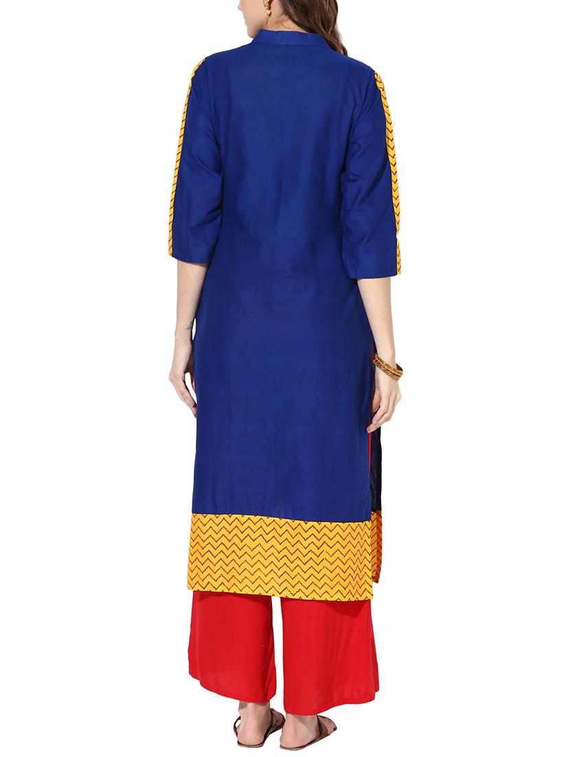 embroidered straight kurta - 15177988 - Zoom Image - 3