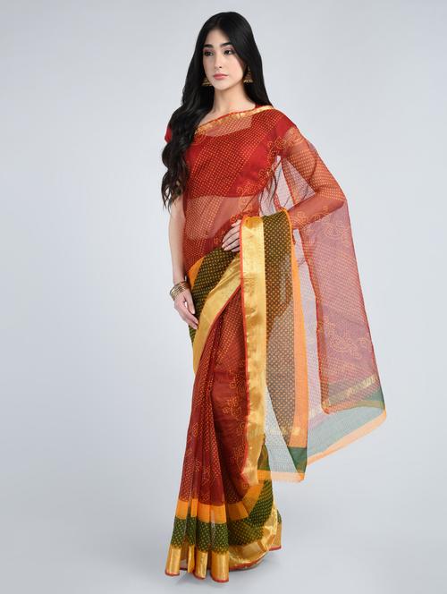 maroon kota cotton bandhani saree - 15178189 - Standard Image - 1
