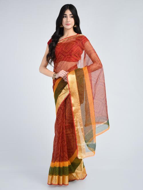 maroon kota cotton bandhani saree - 15178193 - Standard Image - 1