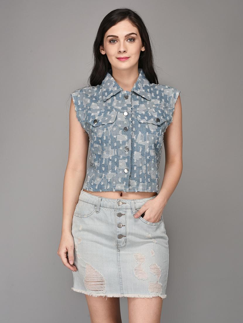 blue sleeveless denim shirt - 15178749 - Zoom Image - 1