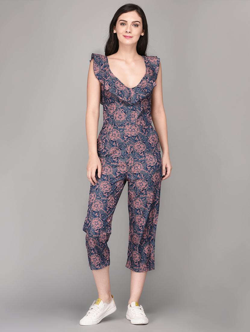 grey printed 3/4 jumpsuit - 15178755 - Zoom Image - 1