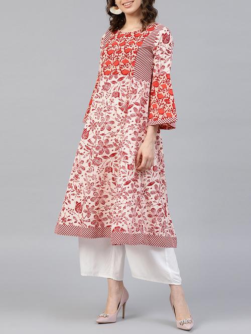 maroon cotton aline kurta - 15178855 - Standard Image - 1
