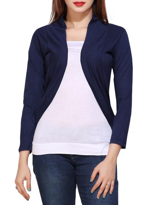 blue solid viscose shrug - 15178942 - Standard Image - 1