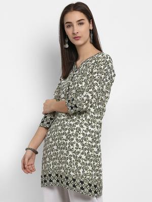 white cotton straight kurti - 15178949 - Standard Image - 2