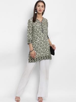 white cotton straight kurti - 15178949 - Standard Image - 4