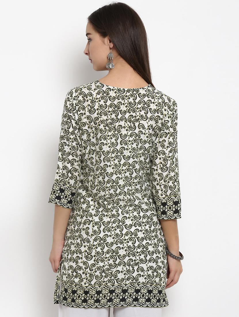 white cotton straight kurti - 15178949 - Zoom Image - 3