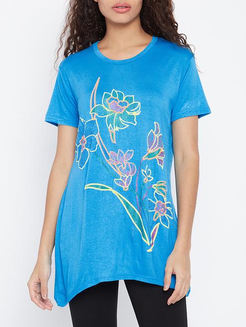 blue hosery printed tee - 15179006 - Standard Image - 1