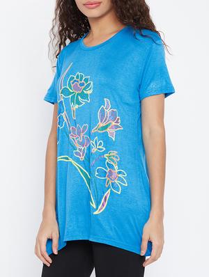 blue hosery printed tee - 15179006 - Standard Image - 2
