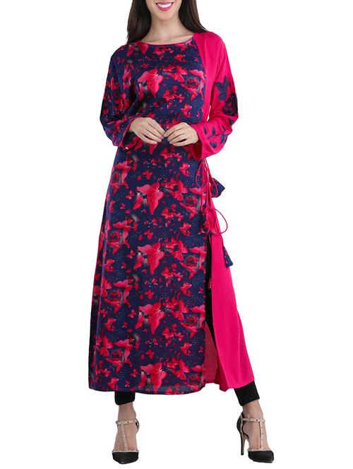 pink rayon straight kurta - 15179083 - Standard Image - 1