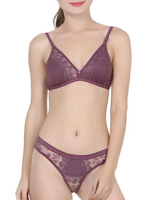 purple hosery bras and panty set - 15179220 - Very Small Image - 1