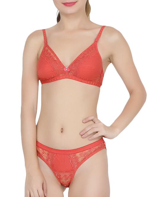 red hosery bras and panty set - 15179221 - Very Small Image - 1
