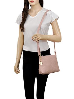 pink leatherette (pu) regular sling bag - 15179418 - Standard Image - 5