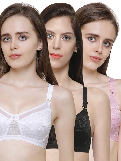 Set of 3 multi colored solid bras - 15179791 - Standard Image - 1