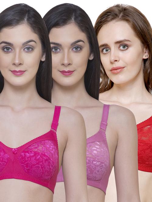 Set of 3 multi colored solid bras - 15179792 - Standard Image - 1