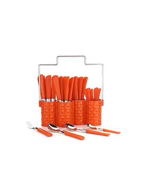 Trendy Emperor Cutlery Set - Spoon Set - Spoon Stand - 24-Pieces - Orange - 15179973 - Very Small Image - 1
