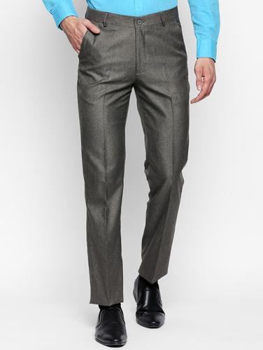 grey cotton blend flat front formal trouser - 15180259 - Very Small Image - 1