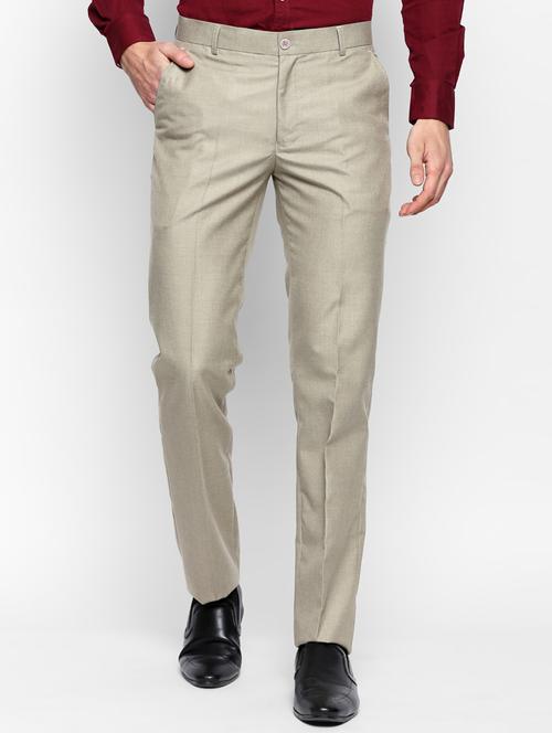 beige polyester blend flat front formal trouser - 15180262 - Very Small Image - 1