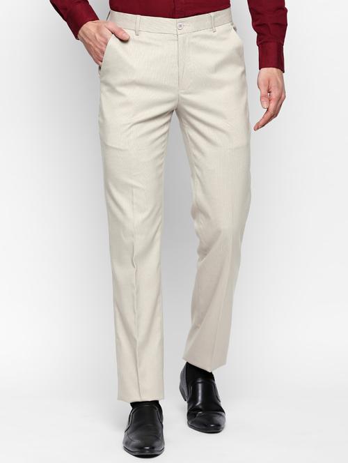 beige polyester blend flat front formal trouser - 15180265 - Very Small Image - 1