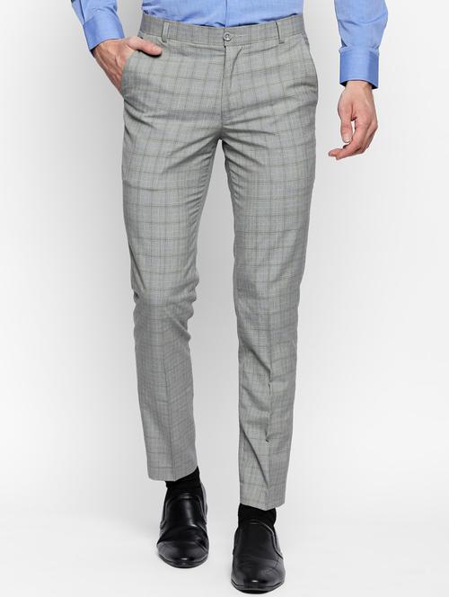grey polyester blend flat front formal trouser - 15180269 - Very Small Image - 1