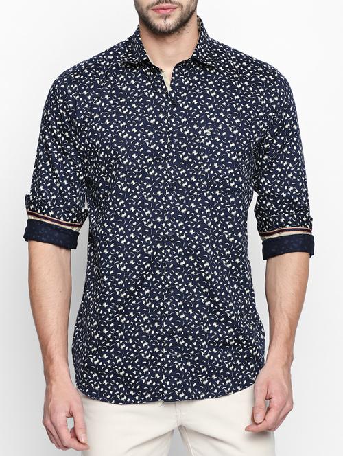 navy blue cotton casual shirt - 15180292 - Standard Image - 1