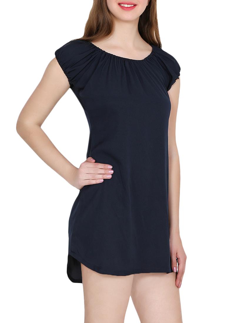 black solid crepe a-line dress - 15180489 - Zoom Image - 2