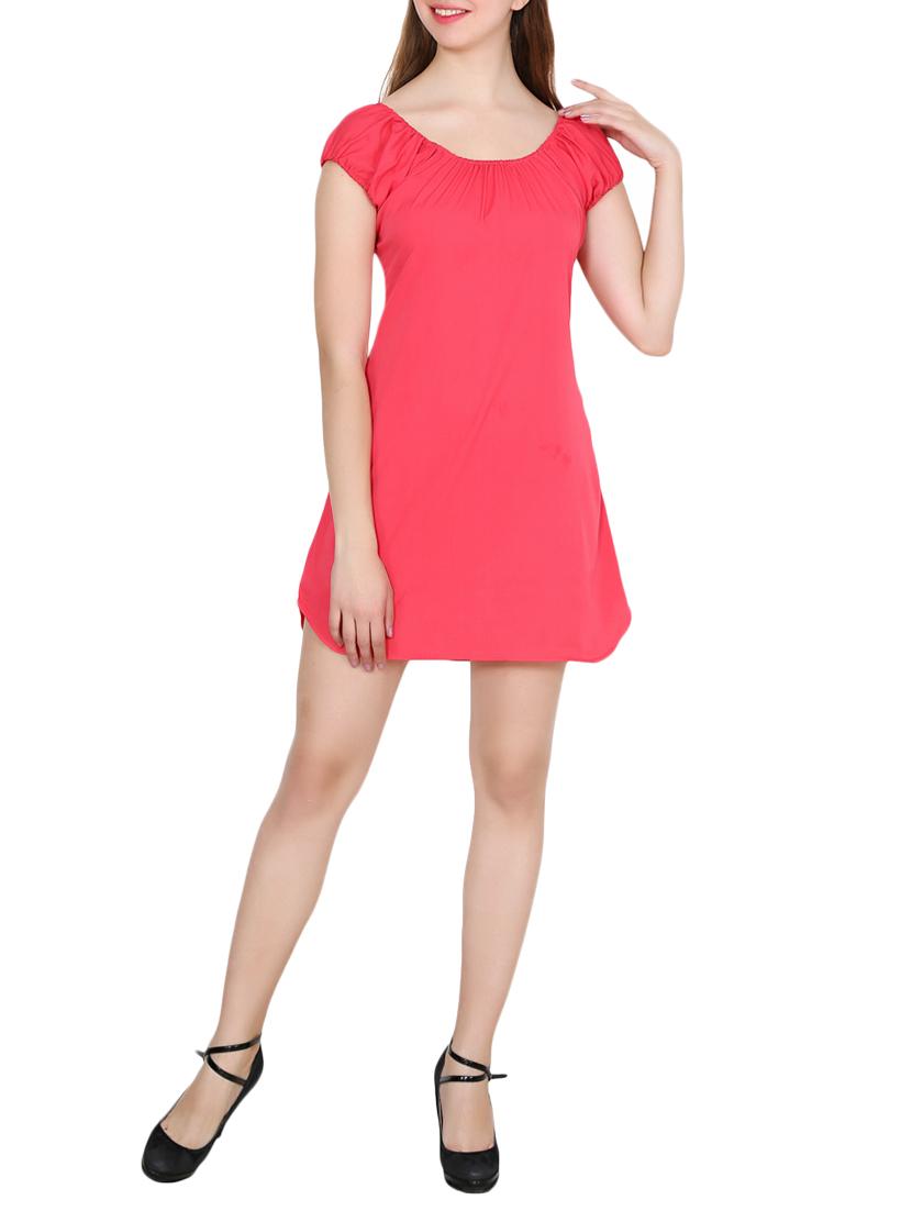 pink crepe solid a-line dress - 15180492 - Zoom Image - 4
