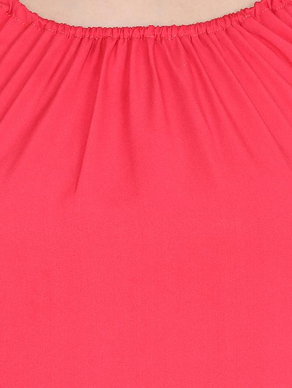 pink crepe solid a-line dress - 15180492 - Zoom Image - 5
