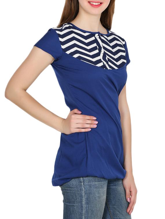 blue printed crepe a-line tunic - 15180499 - Zoom Image - 2