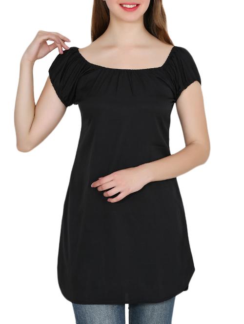 black solid crepe a-line tunic - 15180502 -  Standard Image - 0