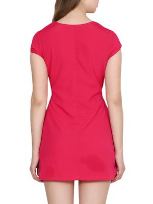 pink solid crepe a-line dress - 15180504 - Standard Image - 3