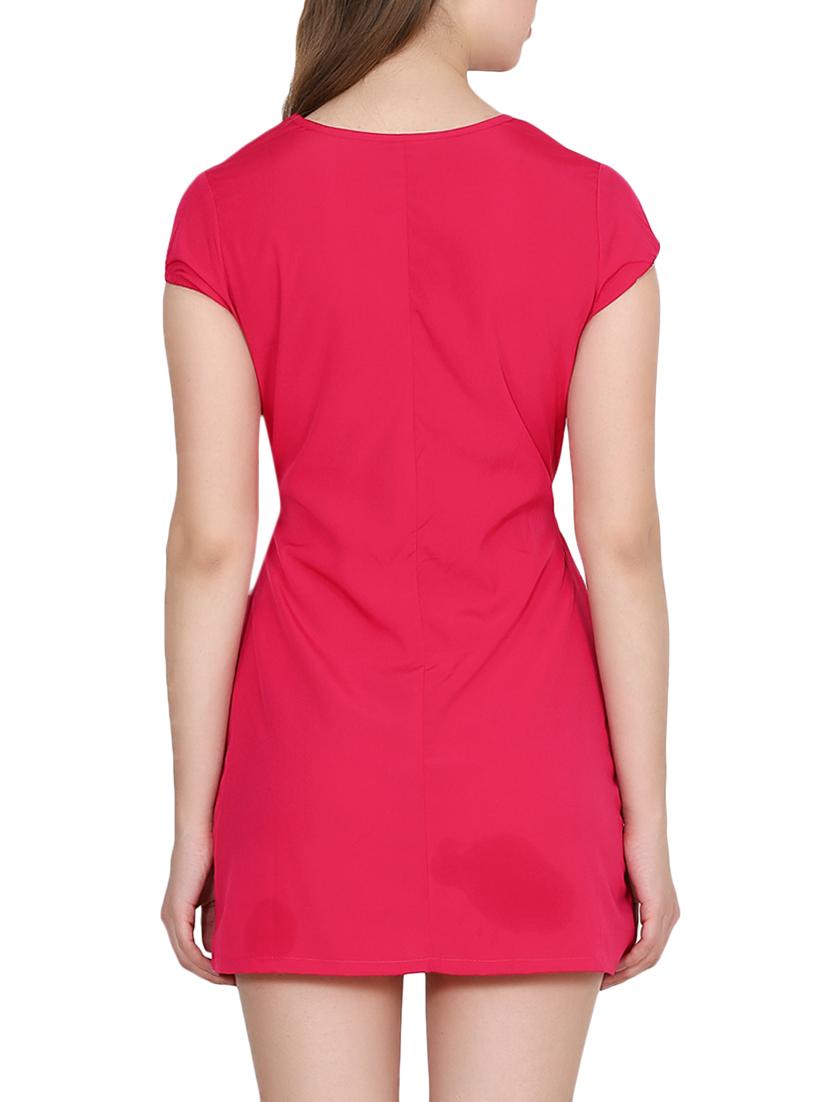 pink solid crepe a-line dress - 15180504 - Zoom Image - 3