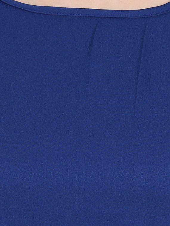 blue solid crepe a-line dress - 15180507 - Zoom Image - 5