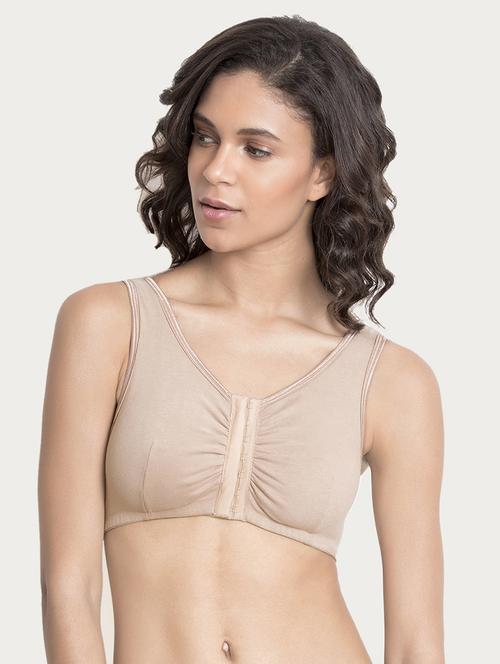 beige cotton regular bra - 15180711 - Very Small Image - 1
