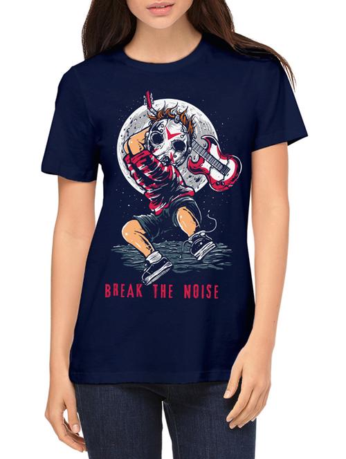 navy blue cotton graphic straight tee - 15180730 - Standard Image - 1